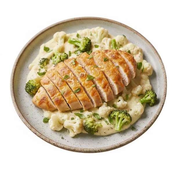Cheddar And Basil Chicken With Creamy Floweret